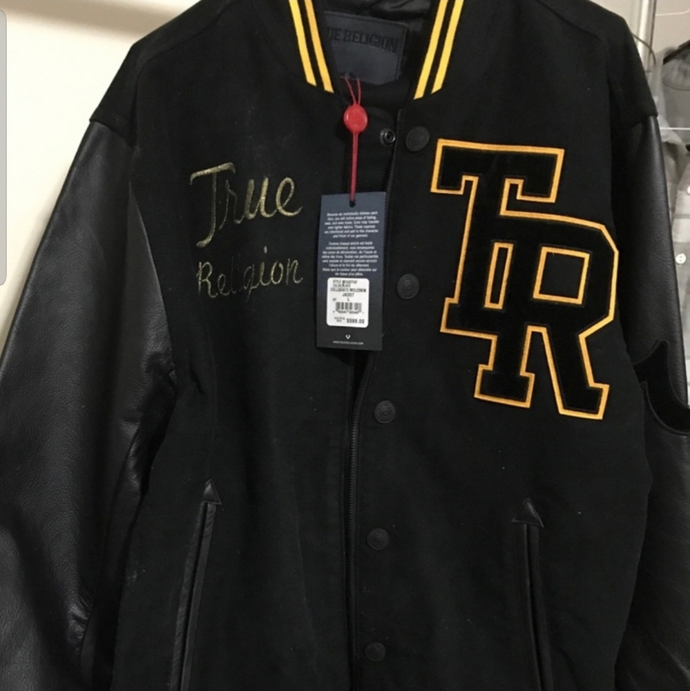 True relgion moleskin varsity jacket